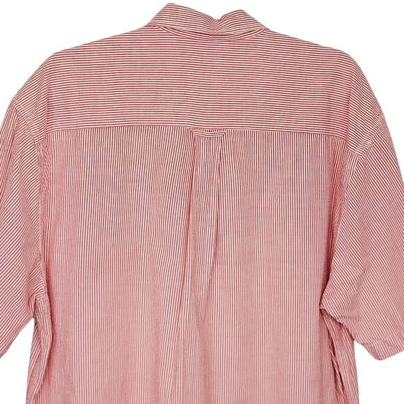 Vtg Eddie Bauer Red/White Stripe Seersucker Short Sleeve Button Down Shirt Sze M - Picture 7 of 8
